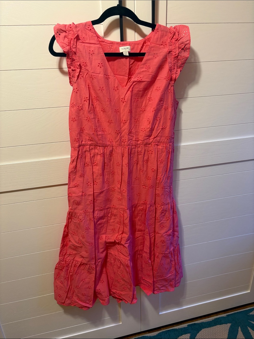 J. Crew Coral Pink Eyelet Tiered Sundress